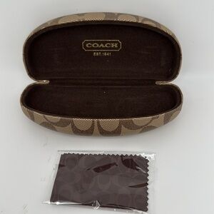 Coach Sunglasses Case Khaki Tan & Brown Hard Shell‎ Sunglasses Travel Case